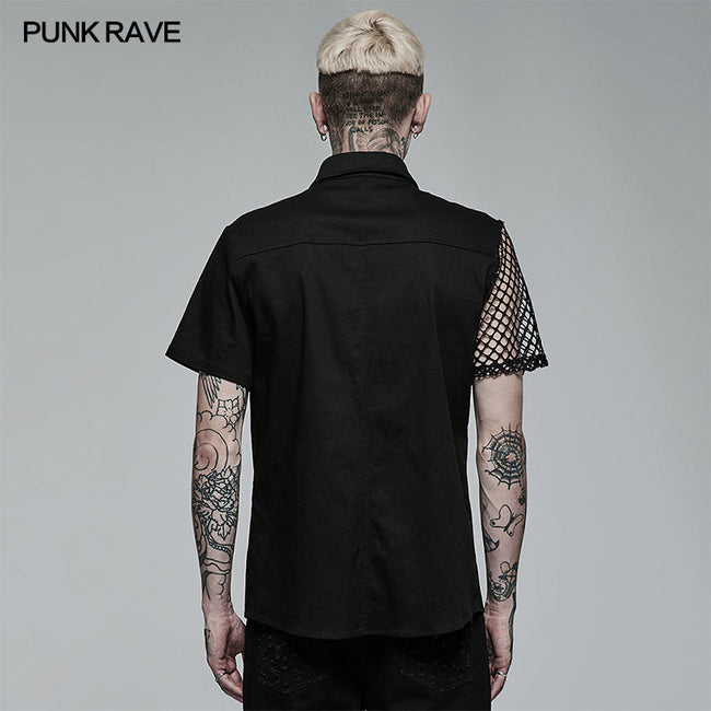 Punk asymmetric stitching shirt